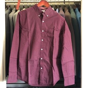American Eagle Burgundy Polka Dot Shirt